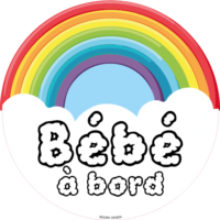 bébé à bord arc en ciel