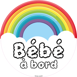bébé à bord arc en ciel