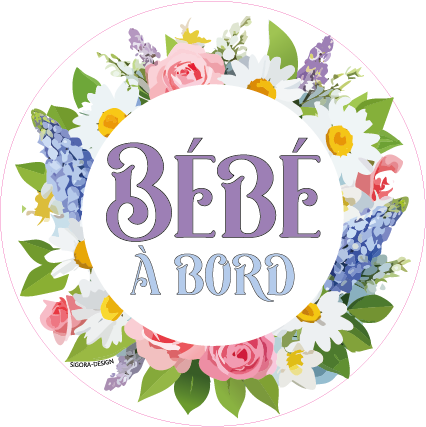 bébé à bord fleurs