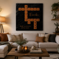 scrabble familiale bleu et fleurs de lys