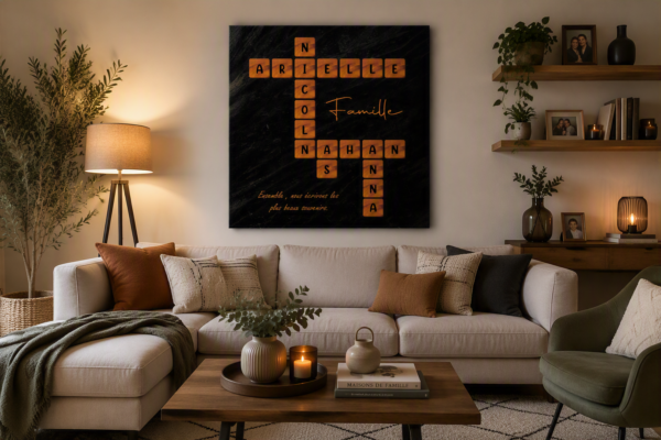 scrabble familiale bleu et fleurs de lys