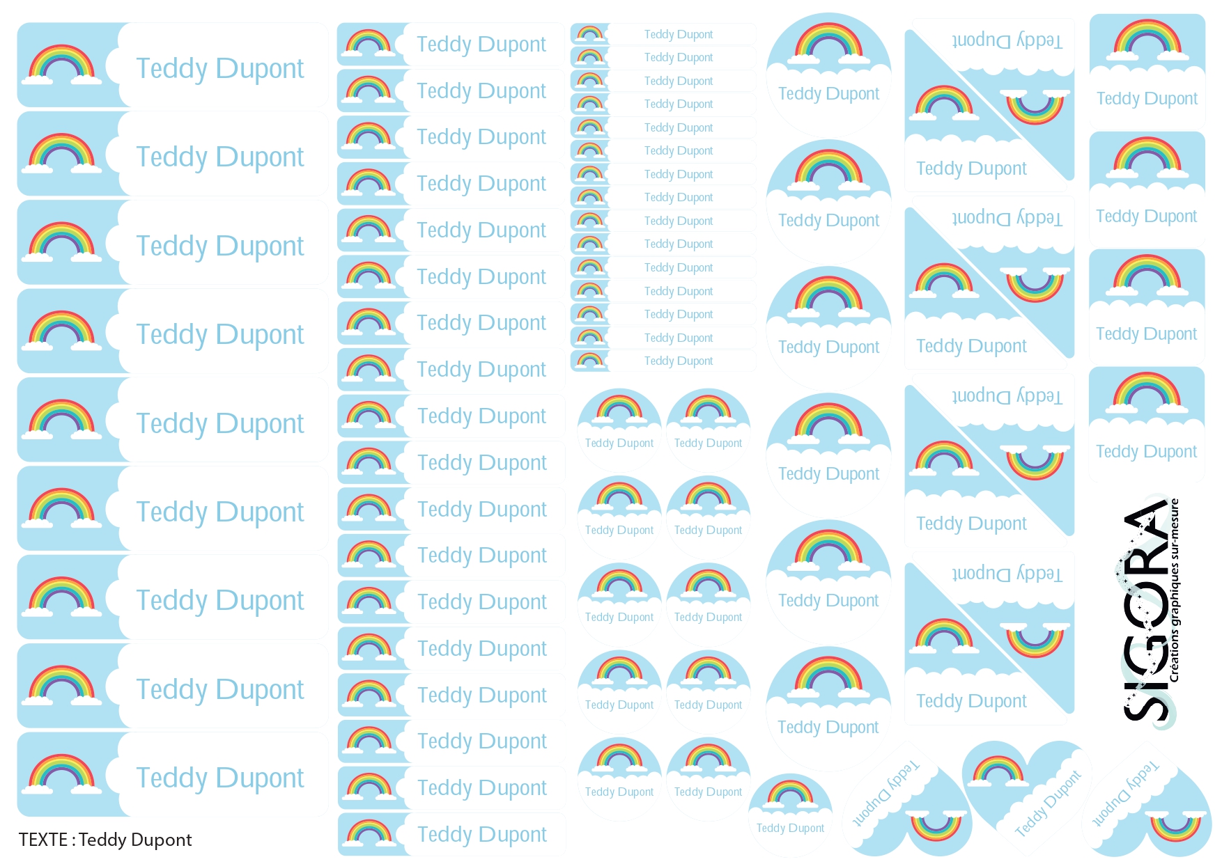 etiquettes arc en ciel